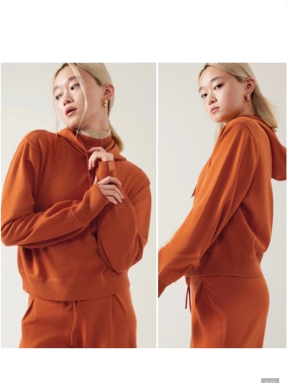 Athleta + Alicia Keys Intention Sweater Pullover Hooded Foliage Orange Siz Large